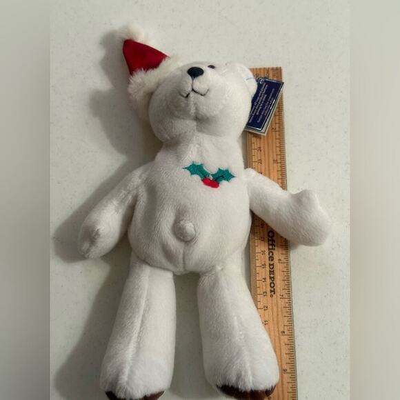 Limited Treasures Heavenly Holly White Plush Bear with Santa Hat. Retired - Picture 8 of 8
